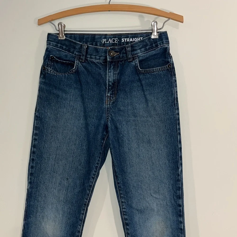 CHILDRENS PLACE Youth Boys 12 Straight Leg Jeans Medium Wash Denim Adjustable